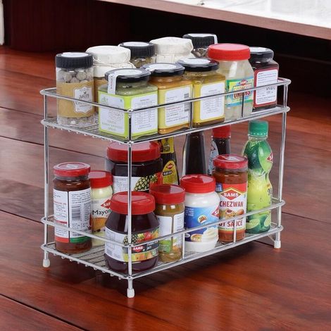 Go Hooked Stainless Steel 2-Tier Multipurpose Shelf Basket Storage Organizer
