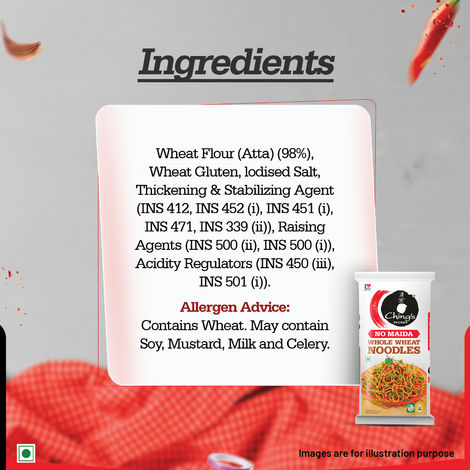 Ching's Secret Whole Wheat Noodles | No Maida | Air Dried-Not Fried | High Fiber Atta Noodles