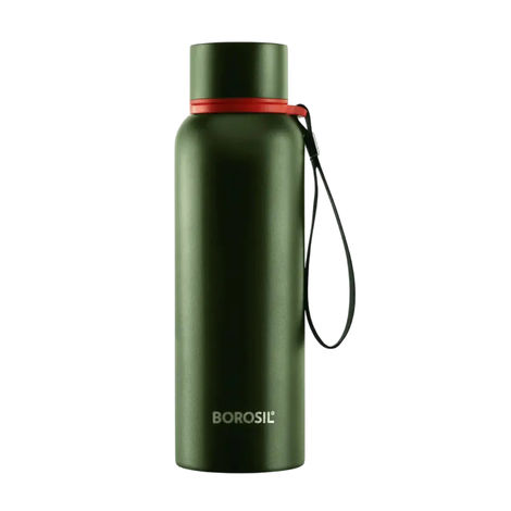 Borosil Hydra Trek Water Bottle - 700 ml | Green | Stainless Steel Double Wall Vacuum Insulated Flask