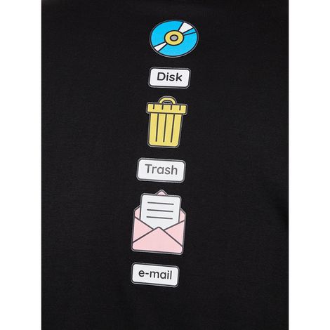 Styli Men's 3/4 Sleeve Drop Shoulder T-shirt with Cartoon Print | Black - XL