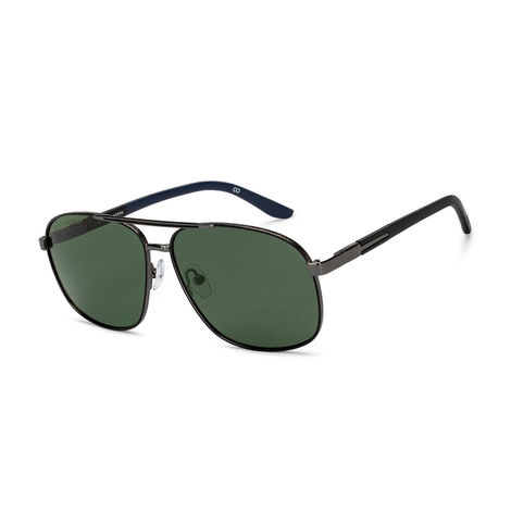 John Jacobs By Lenskart Unisex Geometric Stainless Steel Sunglasses | Green - L