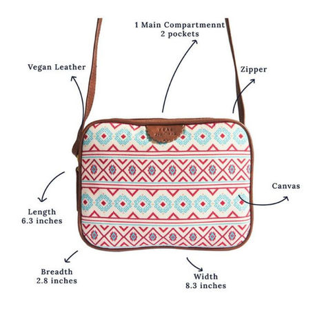 Chumbak Women's Canvas PU 1 L Sling Bag | Red - One Size