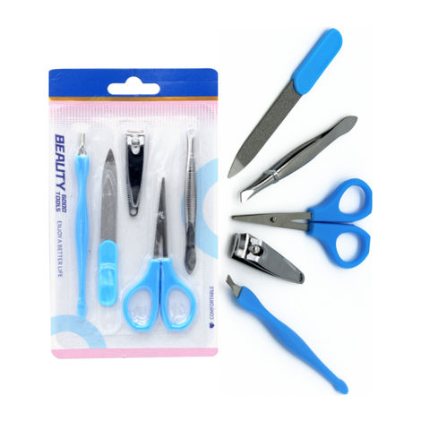 Manicure Pedicure Kit 5 In 1 | Nail Clipper, Nail Filer, Scissors, Tweezer & Cuticle Remover (Colour May Vary)