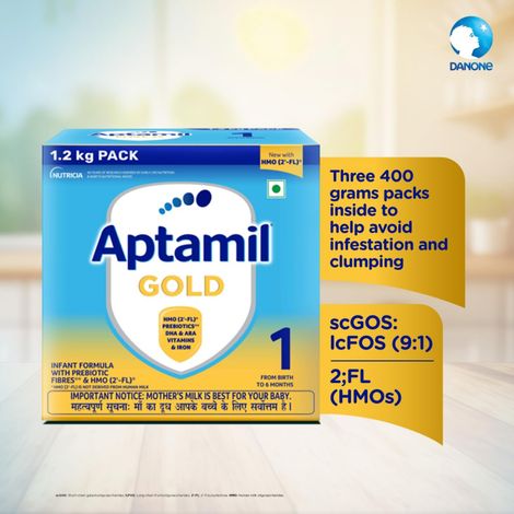 Aptamil Gold Infant Formula Milk Powder For Babies - Stage 1 With Hmo | 2-Fl | Large Pack
