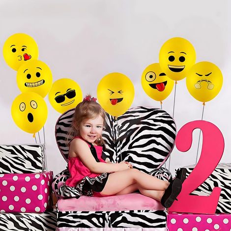 Party Propz Printed Face Expression Latex Rubber Balloon, 25 Pcs Emoji Balloons | Yellow