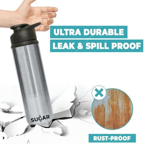 Sugar Homeware Stainless Steel Drinker Bottle | Silver - 800 ml