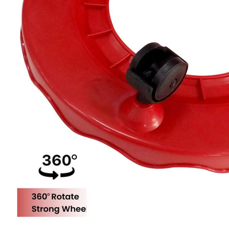 KVG Durable Hard Plastic Gas Cylinder Stand Trolley | 4 Rollers | Red