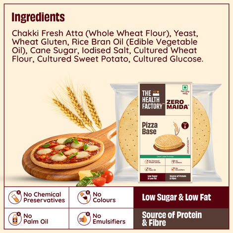 The Health Factory Zero Maida Pizza Base | Clean Label - Not Brown