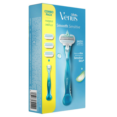 Gillette Venus Smooth Combo Pack|Razor Plus 2 Refills|Aloe Vera Smooth