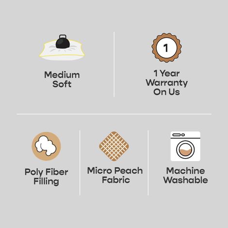 SleepyCat Fiber Lite Pillow Medium Soft White(Standard Size, 27 x 17Inches)