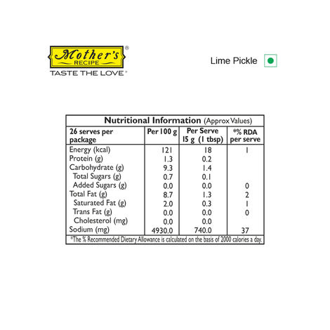 Mother's Recipe Lime Pickle
