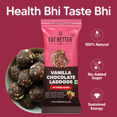 Eat Better Co - Vanilla & Chocolate Laddoos - No Added Sugar - High Protein, 100% Natural
