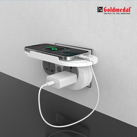 Gold Medal Wall-E-3 Pin Plug Travel Adaptor with Mobile Stand | Universal Sockets | Multiplug for Home & Office Appliances | Supports 2-Pin & 3-Pin Plugs