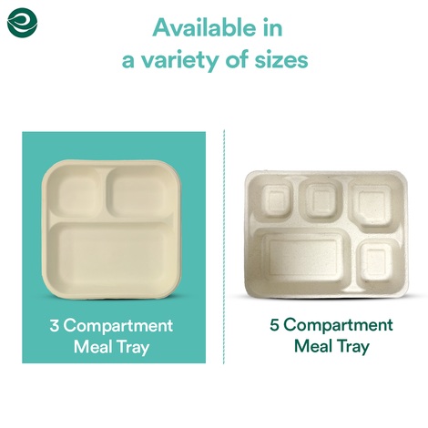 ECO SOUL 10 Count | 3CP Disposable Meal Tray/Plate