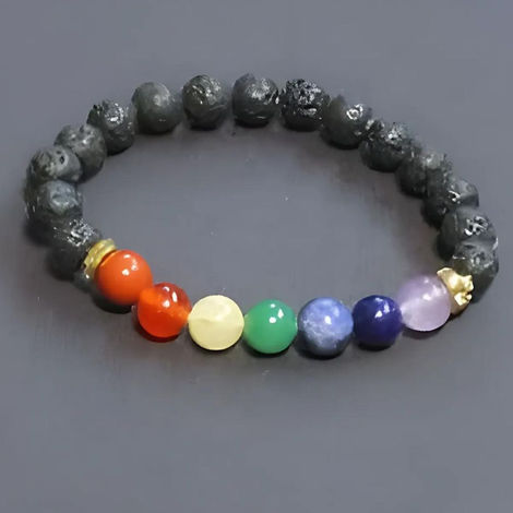 Seetara 7 Chakra Lava Stone Bracelet for Healing & Balance