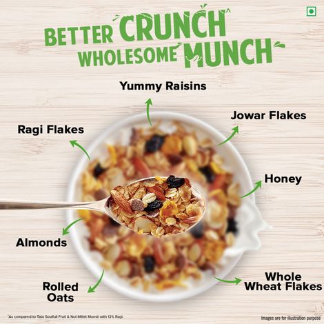 Tata Soulfull Millet Muesli Crunchy | Almonds And Raisins | Breakfast Cereal