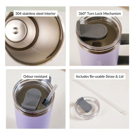 Nestasia Insulated Travel Sipper Tumbler With Lid & Straw Lilac 1.2L