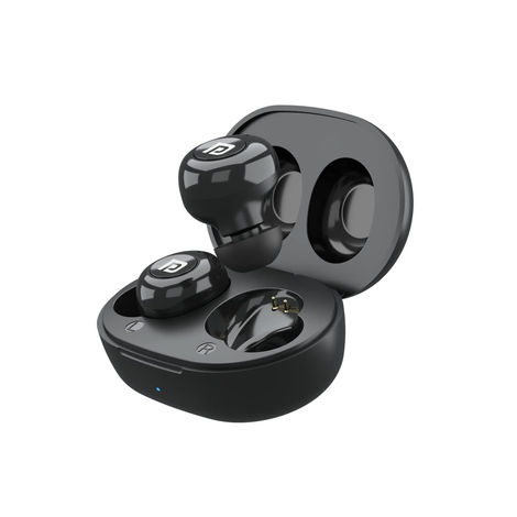 Portronics Harmonics Twins S3 Smart TWS Earbuds with 20 Hrs Playtime, Bluetooth 5.2, 8mm Drivers, Lightweight Design - Black