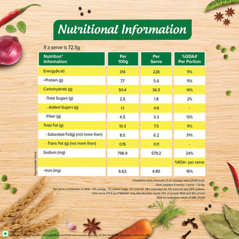 Maggi Nutri-licious Masala Veg Atta Noodles, Instant Noodles