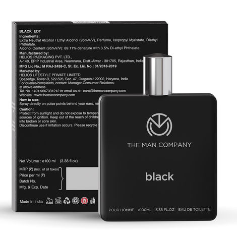 The Man Company Black EDT Perfume for Men | Long Lasting I Gifts for him