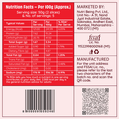 The Health Factory Zero Maida Protein Bread | Clean Label - Not Brown