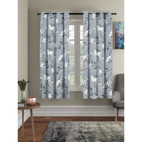 BAY6 Polyester Window Curtains - Set of 2 - (5x4 ft) - Grey