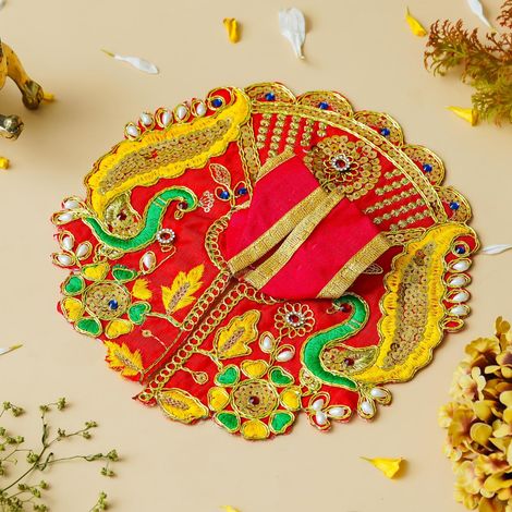 Floral Decorative Ladoo Gopal Dress for Idol (Size 4) Krishna Costume | Krishna Janmastami Special (Ecraftindia)