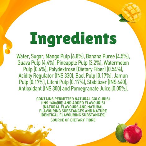 B Natural Mixed Fruit Juice, 100% Pulp, No Concentrate