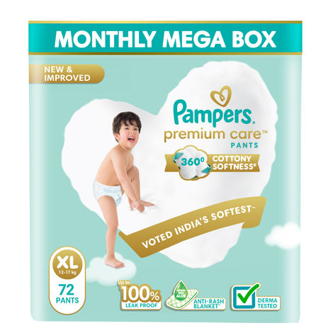 Pampers Premium Care Baby Diapers | Pant Style | XL | 72 pcs