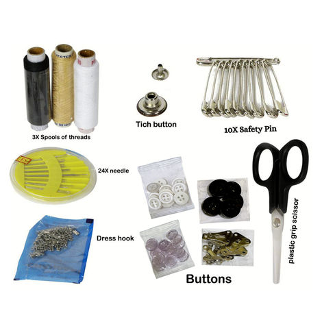 Se7en Sewing Kit | Threads | Buttons | Hooks | Needle | Safety Pins and Scissor