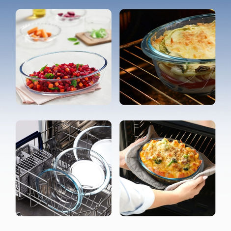 Femora Oval Baking Dish 1.6L Borosilicate Glass Microwave & Oven Safe