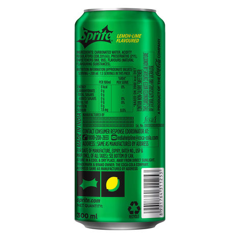 Sprite Zero Lemon Diet Soft Drink Can
