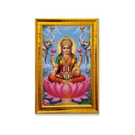 eCraftIndia Dhana Vaibhav Laxmi Devi Photo Frame(Wood, 4 x 6 Inch)