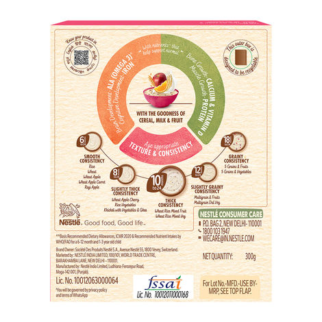 Nestle Cerelac Wheat Rice Mixed Fruit Baby Food Cereal | No Refined Sugar & No Preservatives | 10-24 Months