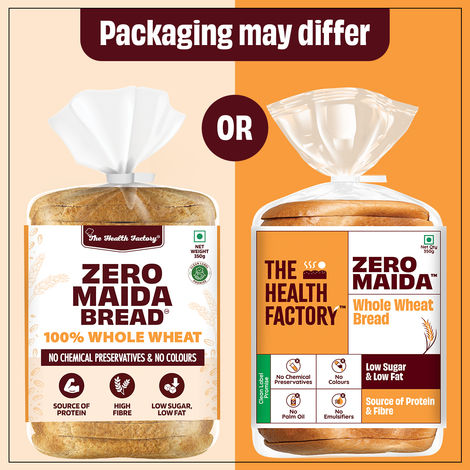 The Health Factory Zero Maida 100% Whole Wheat Bread | Clean Label - Not Brown