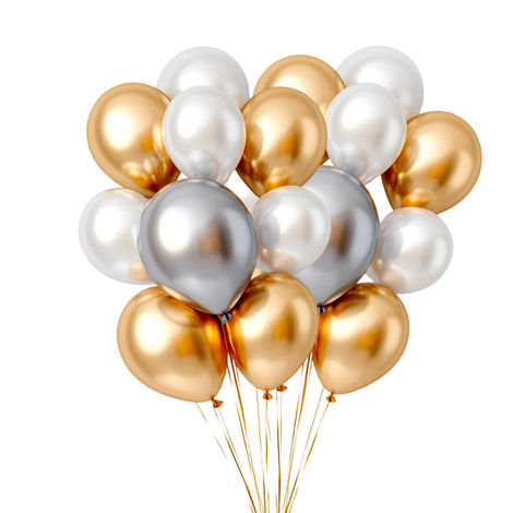 Gold Silver Balloons | Birthday Decoration Party Pack | Pack of 25 | Propcon