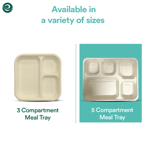 ECO SOUL 10 Count | 5CP Disposable Meal Tray/Plate