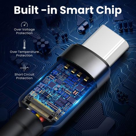 Portronics 65W  Konnect B Type C Cable with 3.0A Output, Nylon Braided, Fast Data Sync, Tangle Resistant, 1M Length - Black