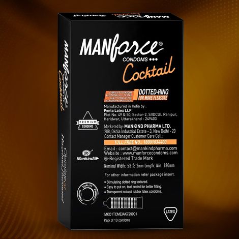 Manforce Cocktail Condoms with Dotted-Rings Hazelnut & Chocolate Flavoured