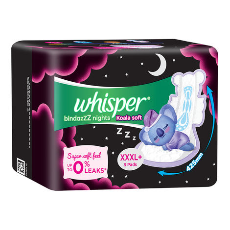 Whisper Bindaz Nights Koala Sanitary Pads | XXXL+ | 8 pcs