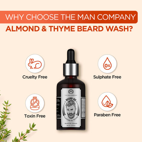 The Man Company Beard Oil for Growing Beard Faster with Almond & Thyme I Best Beard Growth Oil for Men