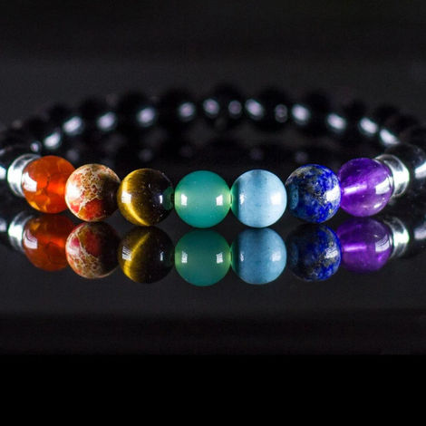 Seetara 7 Chakra Lava Stone Bracelet for Healing & Balance