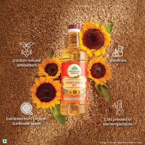 Organic India Sunflower Cold Pressed Oil | Lab tested on 600+ Parameters, Certified Organic