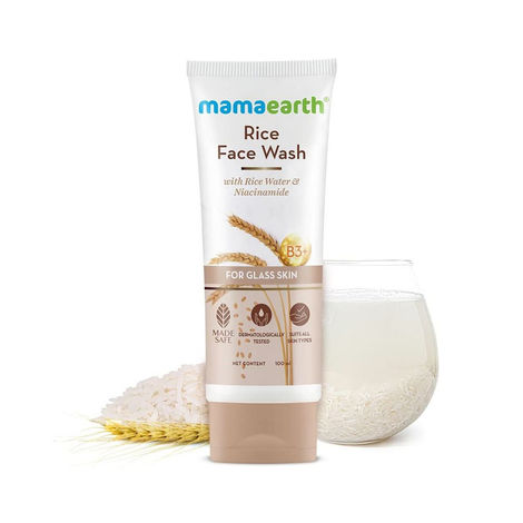 Mamaearth Rice Face Wash With Rice Water & Niacinamide For Glass Skin | Hydrated, Even SkinTone
