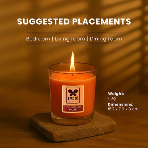 IRIS Musk Elixr Taper Jar Candles | Aroma Candles