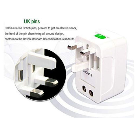 Universal All-In-One Worldwide International USB Travel Adapter - 2 USB Support
