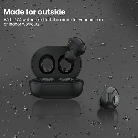 Portronics Harmonics Twins S3 Smart TWS Earbuds with 20 Hrs Playtime, Bluetooth 5.2, 8mm Drivers, Lightweight Design - Black