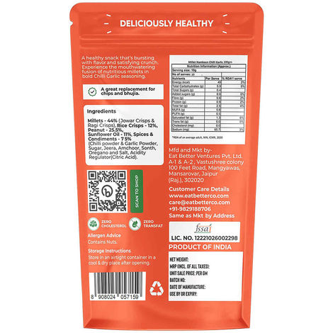 Millet Namkeen - Chilli Garlic, Healthy Snacks By Eat Better Co