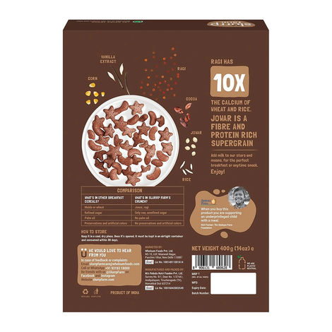 Slurrp Farm Choco Crunch Chocolate Cereal - Ragi Stars and Moons No Maida, No Refined Sugar, No Added Colour