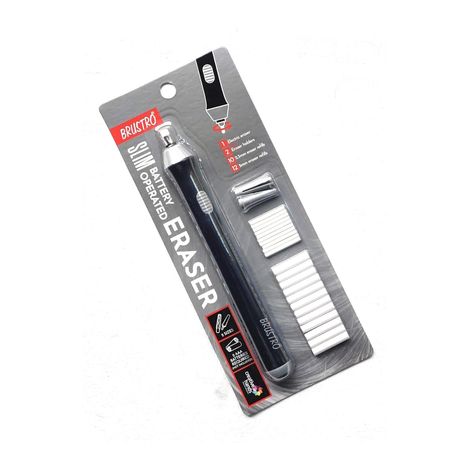 Brustro Slim Battery Operated Automatic Eraser - With 22 Refills And 2 Eraser Holders